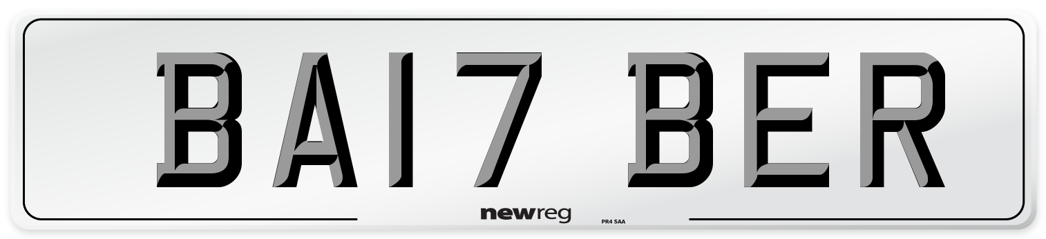 BA17 BER Number Plate from New Reg
